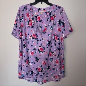 Woman Within Purple Floral Blouse 14/16